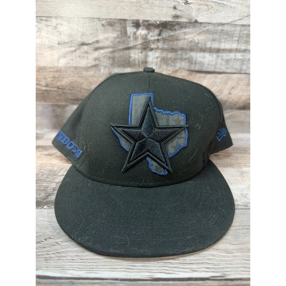 NFL New Era Dallas Cowboys Dallas State Hat Size 7 3/4 Fitted Black